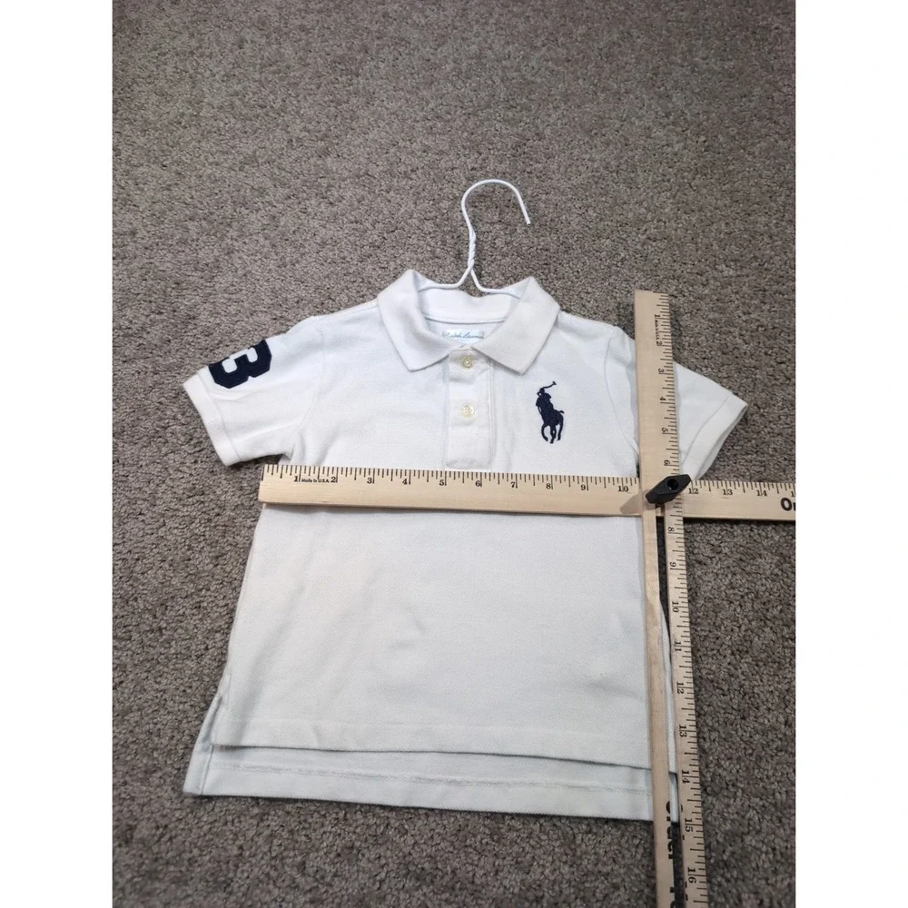 Ralph Lauren Kids White Big Pony Polo Shirt Navy Blue 3‎ Patch 18M Short Sleeve